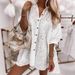 Elegant Women's Floral Embroidered Blouse Short Sleeve Casual Shirt Breathable Loose Fit Comfortable Polyester Fabric_ecoleips.com