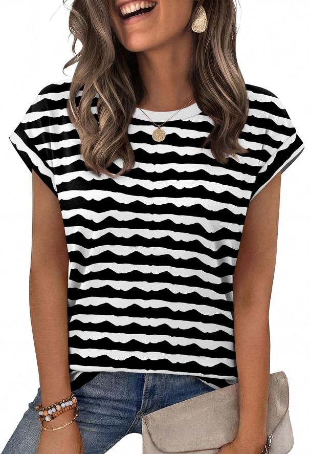 Alaroo Womens Summer Tops Short Sleeve Shirts Crew Neck Tshirt Cute Trendy Tunic Blouses (S-3XL)_ecoleips.com