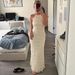 European And American Foreign Trade Women's Backless Pleated Fabric Personality New Breathable Lace-up Ruffle Long Dress_ecoleips.com