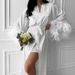 White Feather Satin Camisole Nightdress Long Sleeve Robe Pajamas Two-Piece Set European And American Autumn_ecoleips.com