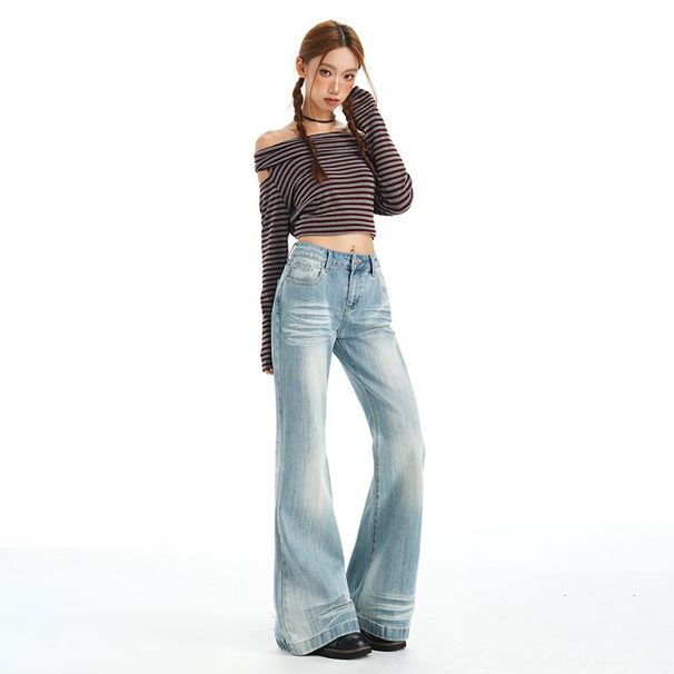 Women's Retro Low Rise Flared Jeans Stretchy Slimming Casual Fashion Office Lady Jeans For Autumn And Winter_ecoleips.com