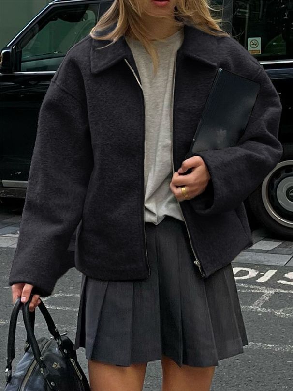 DiYun European And American Casual Solid Color Long Sleeve Jacket Women's Clothing 2025 Autumn/Winter_ecoleips.com