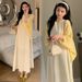 Autumn New Korean Fashion Vest + Knitted Cardigan Two-Piece Set Maternity Dress_ecoleips.com