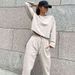 Loose Spring And Summer Casual Women's Suit Solid Color Crew Neck Sweater Fashionable Elastic Pants Two-piece Set_ecoleips.com