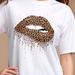 Leopard Print Women's Casual T-Shirt Short Sleeve Round Neck Trendy Base Layer Top Popular_ecoleips.com