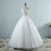 White Dress, Spring Sleeveless French-style Puffy Tulle Bridal Gown For Wedding And Engagement Parties, Backless With_ecoleips.com