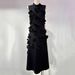 Couture Dress – Sculpted Floral Collar & Empire Waist (Black/Pink/Chartreuse/Purple/Red, Polyester Blend, A-Line Silhouette For Timeless Elegance)_ecoleips.com