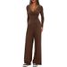 Minimalist 2-Piece Lounge Set – V-Neck Long Sleeve Top & Wide-Leg Pants (XS-XL, 4 Colors)_ecoleips.com
