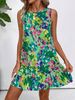 Elegant Floral Print Sleeveless Ruffle Dress For Women Summer Trendy Style_ecoleips.com