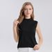 Huaye Summer Half-Turtleneck Sleeveless Vest For Women, Mulberry Silk Stretch Knit Solid Color Top, Base Shirt T-Shirt_ecoleips.com