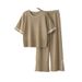 Summer Short Sleeve Color Block Sportswear Set for Women Casual Two-Piece Top And Slit Pants Cross-Border Style 2024_ecoleips.com