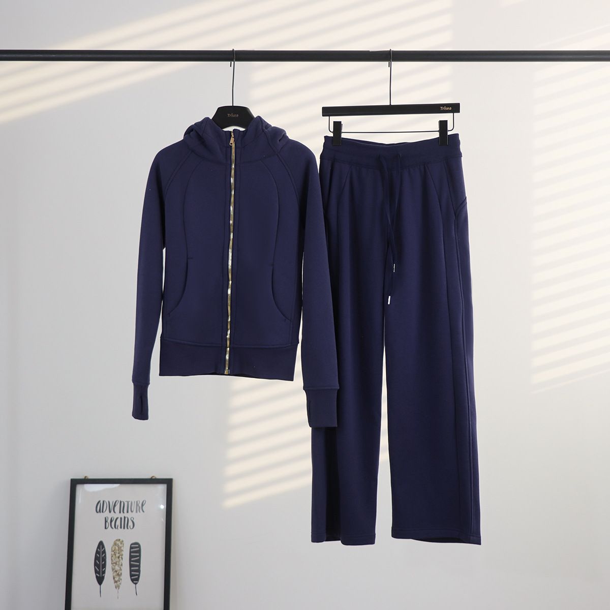 Women's Zipper Cardigan Fleece Jacket Gold Label Lined Sweatshirt Set Yoga Sportswear_ecoleips.com
