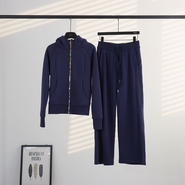 Women's Zipper Cardigan Fleece Jacket Gold Label Lined Sweatshirt Set Yoga Sportswear_ecoleips.com