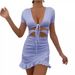 Voya 2026 Women's Best-selling Women's Clothing European And American Deep V-neck Hollowed-out Ruffled_ecoleips.com