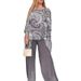 Summer New Women's Chiffon Suit Casual Round Neck Printed Two Piece Independent Station Color Block Design_ecoleips.com