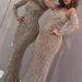 2027 Spring/Summer Fashion European-USA Style Women O-Necl Cro-Border Long Mid-Wait Elegant Commuting Style Sequined Gold Sprinkle Slim-Fit Dress_ecoleips.com