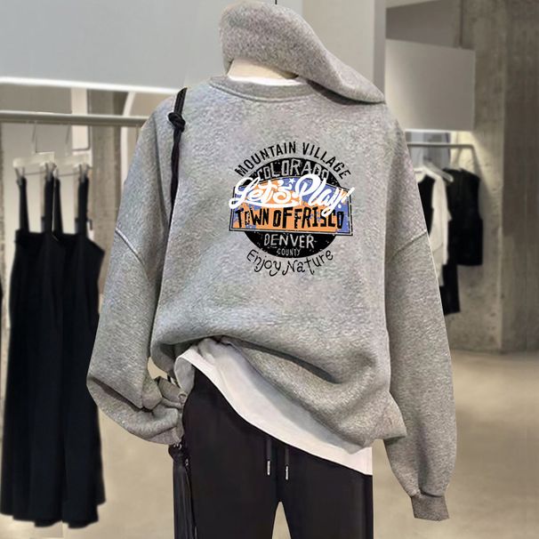 Women's American Retro Style Cotton Sweatshirt Fleece Lined Thickened Winter Top Loose Lazy Style Spring Autumn 2023 New_ecoleips.com