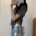 Irregular Drawstring Short Short-sleeved T-shirt Women's 2025 New Summer Korean Version Versatile Spice Girl Top_ecoleips.com