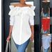 Women's Clothing Simple Solid Color One Shoulder Ruffled Shirt Tops For Women_ecoleips.com