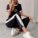 Summer Casual Smiley Face Print Pant Set Short Sleeve Top & Pants Ensemble European American Style_ecoleips.com