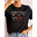 European And American Women's Clothing, Round-neck, Letter-printed, White Heart-patterned T-shirt_ecoleips.com