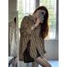 Elegant Striped Slit For Women, Spring And Autumn 2025 New Style, Loose-fitting Shirt With A Unique Design, Niche Top_ecoleips.com
