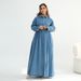 Voya Women's Tencel Lyocell & Cotton Denim Maxi Dress - Button Down Shirt Dress With Puff Sleeves & High Waist - Casual Elegant Long Dress_ecoleips.com