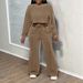 Women's Casual Streetwear Set Fall Fashion Long Sleeve Pullover Hoodie & Pants Outfit, Loose Fit, Zip-Up Design, Washed Polyester_ecoleips.com
