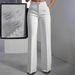 New Women's High-Waisted Straight Leg Suit Pants American Style Simple Design_ecoleips.com