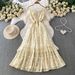 Women's Elegant V Neck Slip Dress With Heavy Crochet Sequins Slimming Sophisticated A Line Skirt For Summer_ecoleips.com