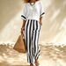 Women's Striped Short Sleeve Top And Relaxed Pants Set, Casual Comfort Two Piece Outfit_ecoleips.com