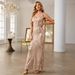 Women's Clothing Sexy V Neck Backless Sequined Evening Dress With Chain Fishtail Skirt Sequined Long Skirt_ecoleips.com