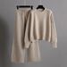 Women's Casual Knit Sweater Wide Leg Pants Set Cozy Autumn Winter Outfit Loose Fit Comfortable Stretch Fabric_ecoleips.com