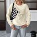 "Bow-Knot Sweatshirt – Cream Ribbed Polyester Comfort (S-XL) | Korean Relaxed Fit With 3D Accents"_ecoleips.com