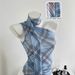 Women's Plaid Halter Neck Camisole Sleeveless Outerwear Sexy Inner Layer Summer Top_ecoleips.com