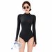Women's Sunscreen Surf Wetsuit One-piece Swimsuit Zipper Long Sleeve UPF50 + High Elastic Sports Swimsuit_ecoleips.com