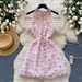 Women's Clothing Elegant Korean Style Dress For Women With Sequins And Flowers Sleeveless Halter Neck Fitted Waist A-Line Skirt_ecoleips.com