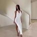 2025 New European And American Fashion Dress: Knitted Backless V-neck Slim Fit Sleeveless Strap Long Dress_ecoleips.com