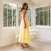 Women's New Long Spliced Dress With Off The Shoulder Sleeveless Sling_ecoleips.com