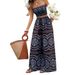 Bohemian Two Piece Set Floral Print Strapless Wide Leg Pants Casual Fashionable European And American Style Resort Wear for Women_ecoleips.com