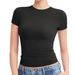 Women's Slim Fit T-Shirt Short Sleeve Pleated European American Style Summer Top_ecoleips.com