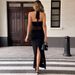 AD232 European And American Style Spring/summer New Cross-border Fashion Sexy High-waisted Bodycon Halter Neck Slit_ecoleips.com