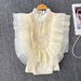Premium Women's Butterfly Wing Blouse Trendy Beaded Sleeveless Top Youthful Design for Summer Ethereal Look_ecoleips.com