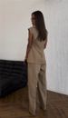K Women's New Style Temperament Double Breasted Waisted Vest Top High Waisted Pants Set. No Accessories_ecoleips.com