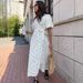 Pure Cotton Printed Dress European And American 2025 New Women's Puff Sleeve V Neck Lace Short Sleeved Printed Dress_ecoleips.com