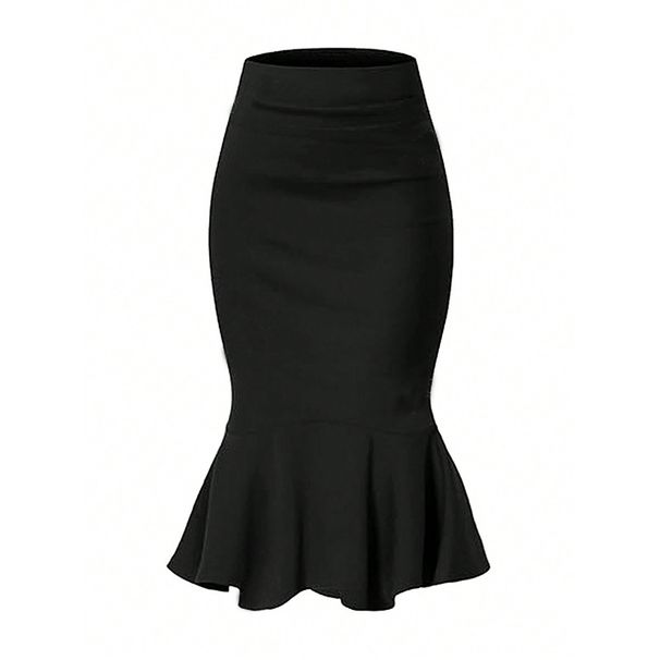 Elegant Mermaid Pencil Skirt - Stretchy Poly-Spandex Tailored Mid-Length Skirt With Side Zipper - Black Work-to-Cocktail Slim Fit Skirt For Women_ecoleips.com