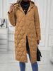 Long Hooded Casual Coat – Lightweight Polyester Puffer Jacket For Women (Mid-Length, 3 Neutral Tones, Breathable & Stylish)_ecoleips.com