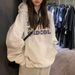 American-style Women's Sweatshirt For Spring And Autumn, Trendy Brand, Loose Fit, Vintage Letter Print, Hooded, Hong_ecoleips.com