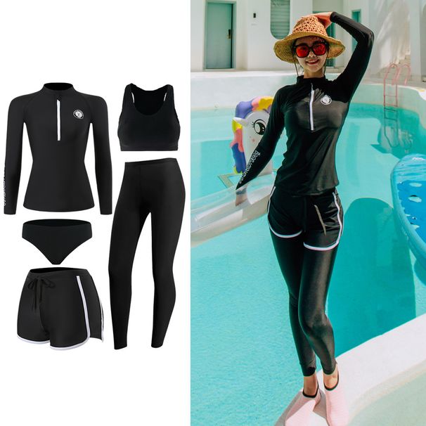 Women's Clothing Style Women's Long Sleeve Swimsuit Sun Protection Two Piece Slimming Quick Drying Sports Dive Suit Conservative Design_ecoleips.com