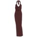 Women's Sexy V Neck Long Dress Fashion Slim Fit Sleeveless Tie Backless Summer New Clothing_ecoleips.com